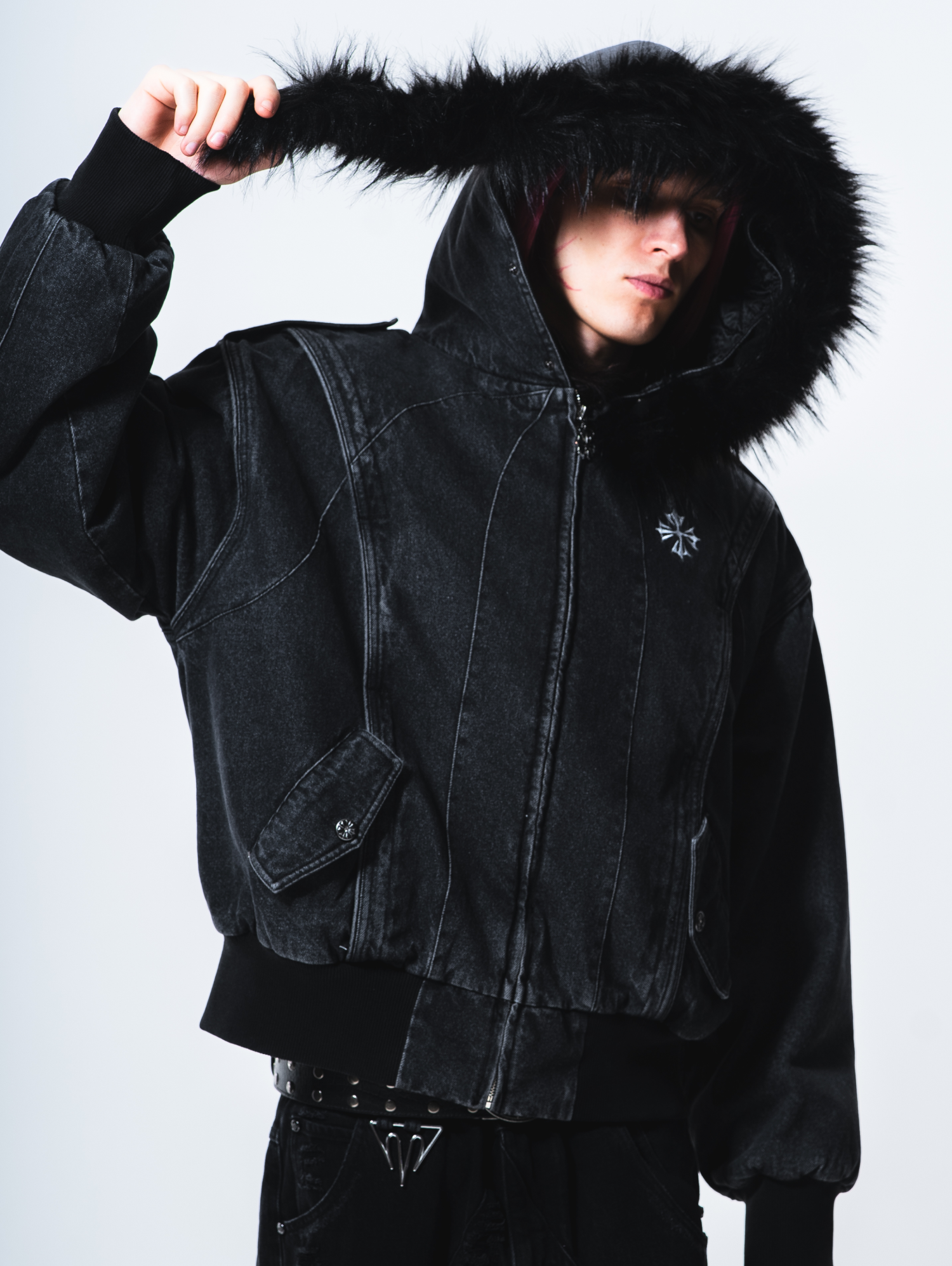 Fur Forged Denim Bomber