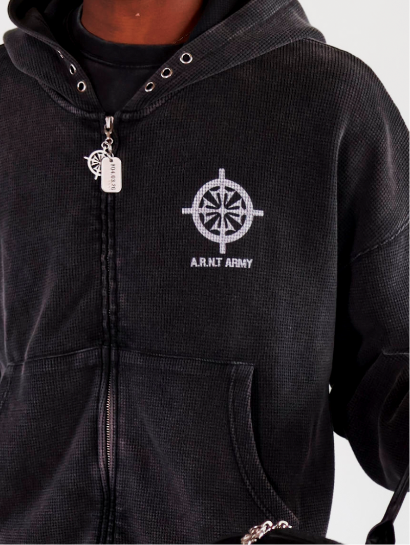 Waffle Wash Black Hoodie