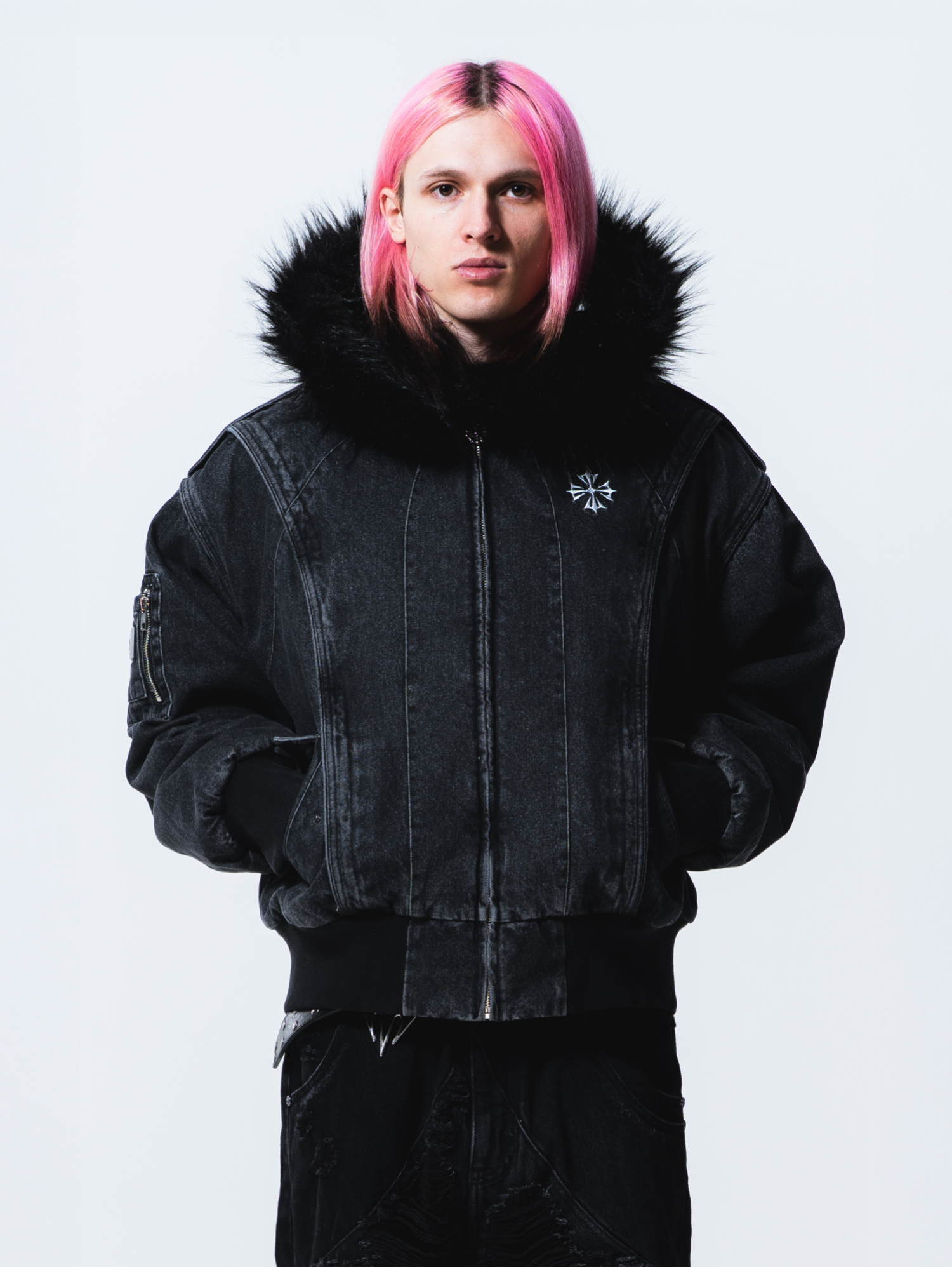 Fur Forged Denim Bomber