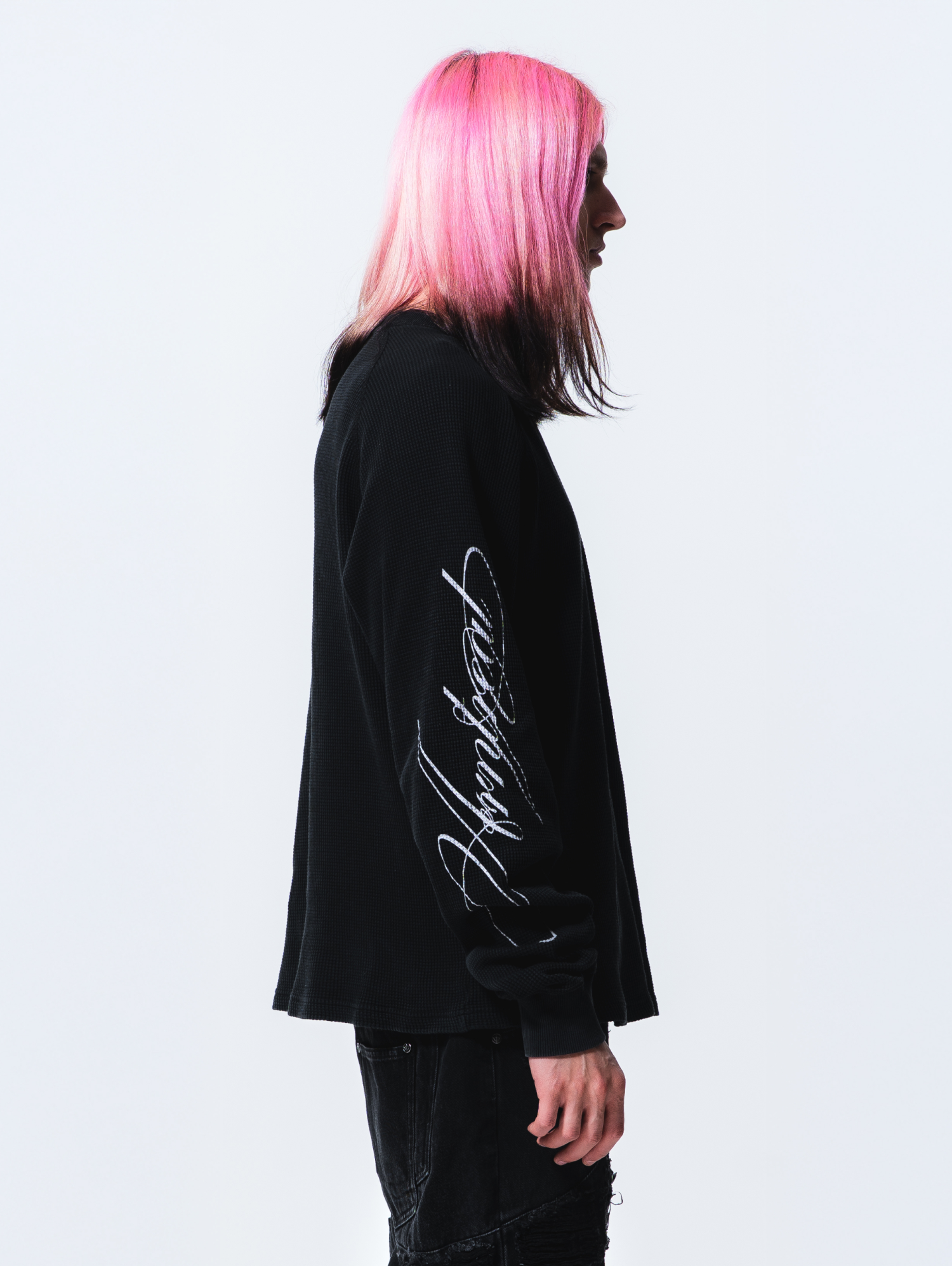 Script Longsleeve Waffle Black