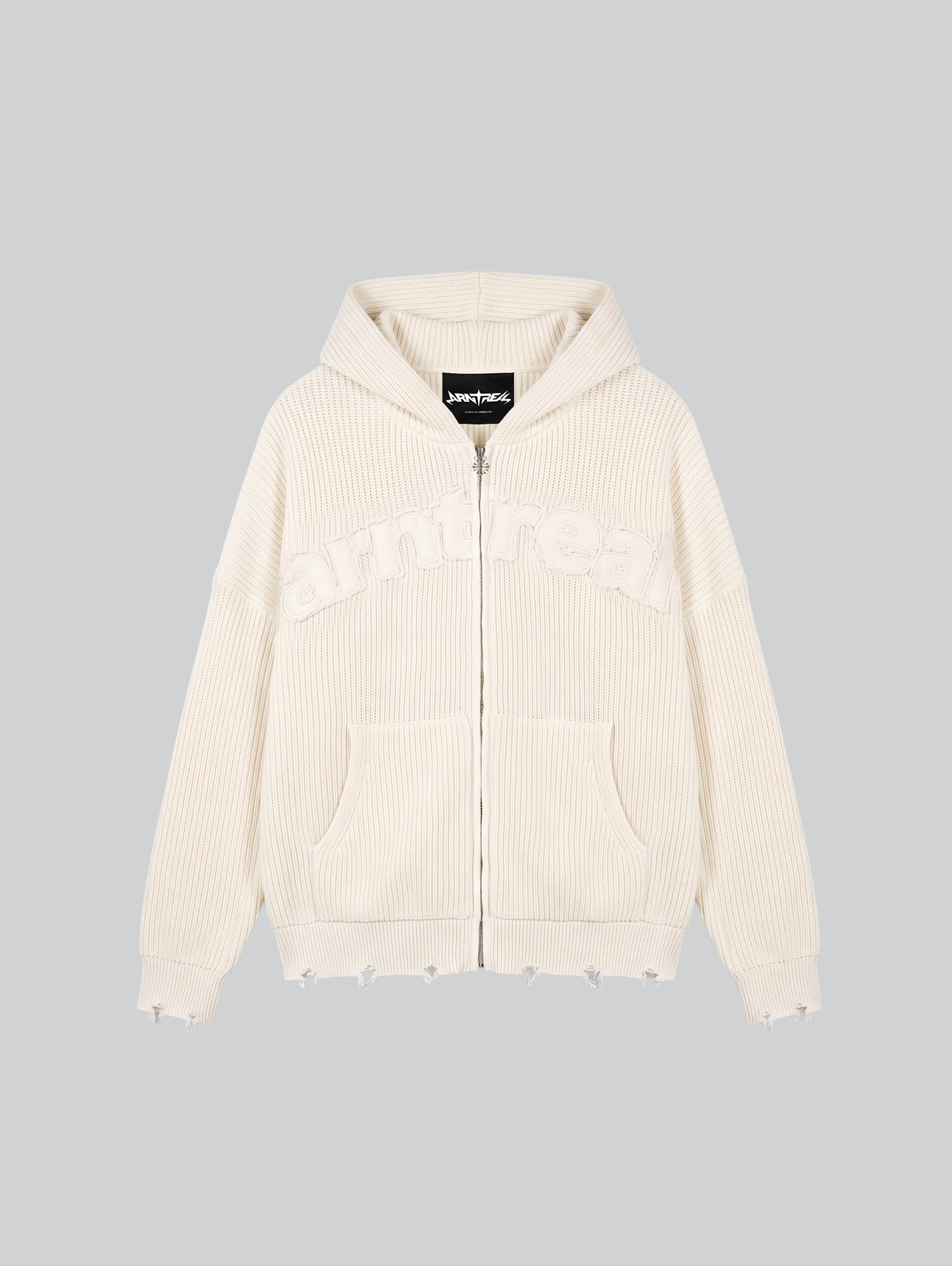 Patch Beige Knit Zipper