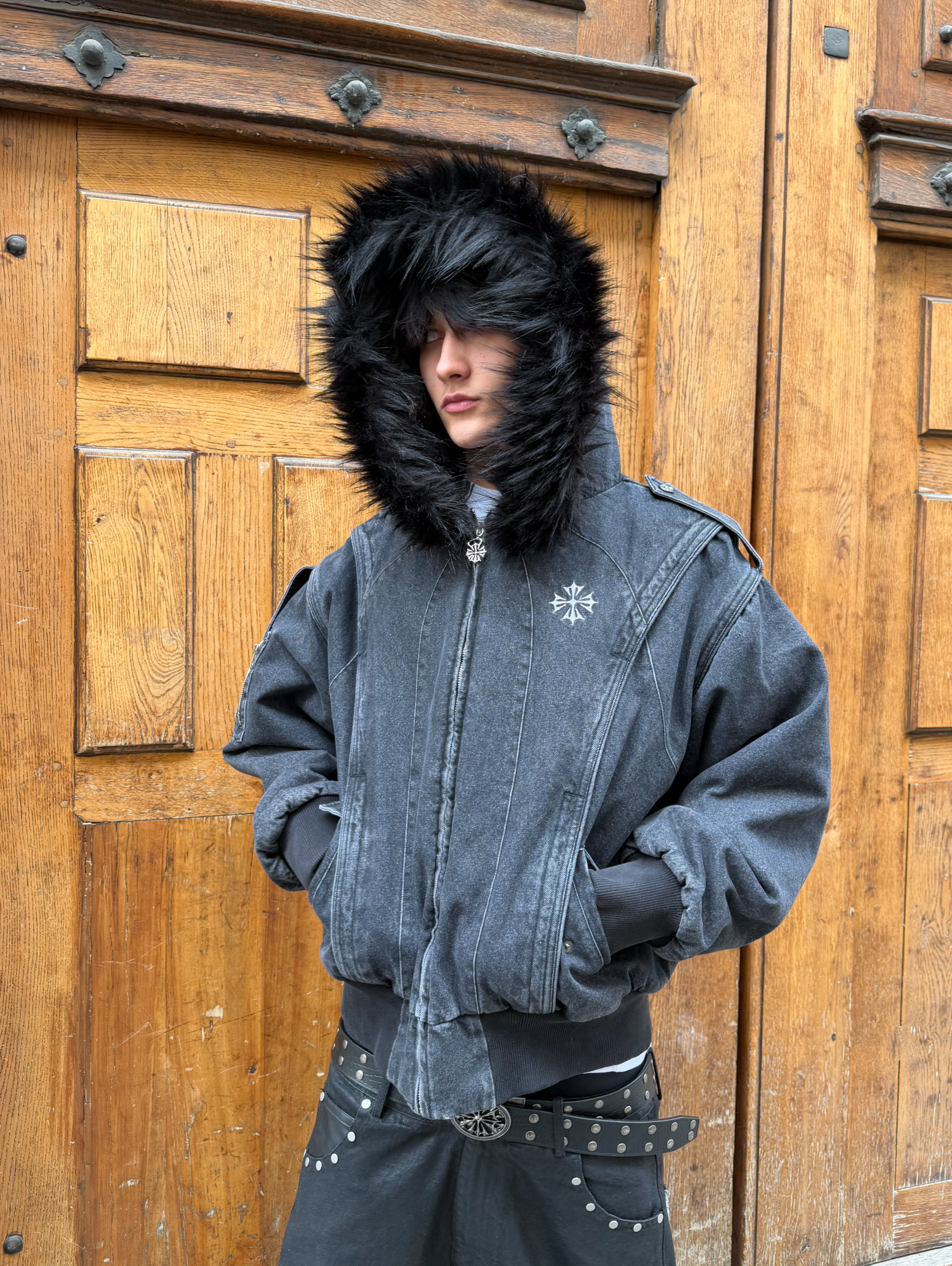 Fur Forged Denim Bomber